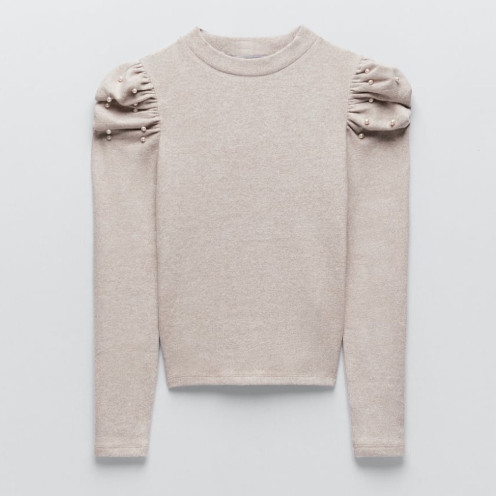 NWT Zara Soft Balloon Shoulder Sweatshirt